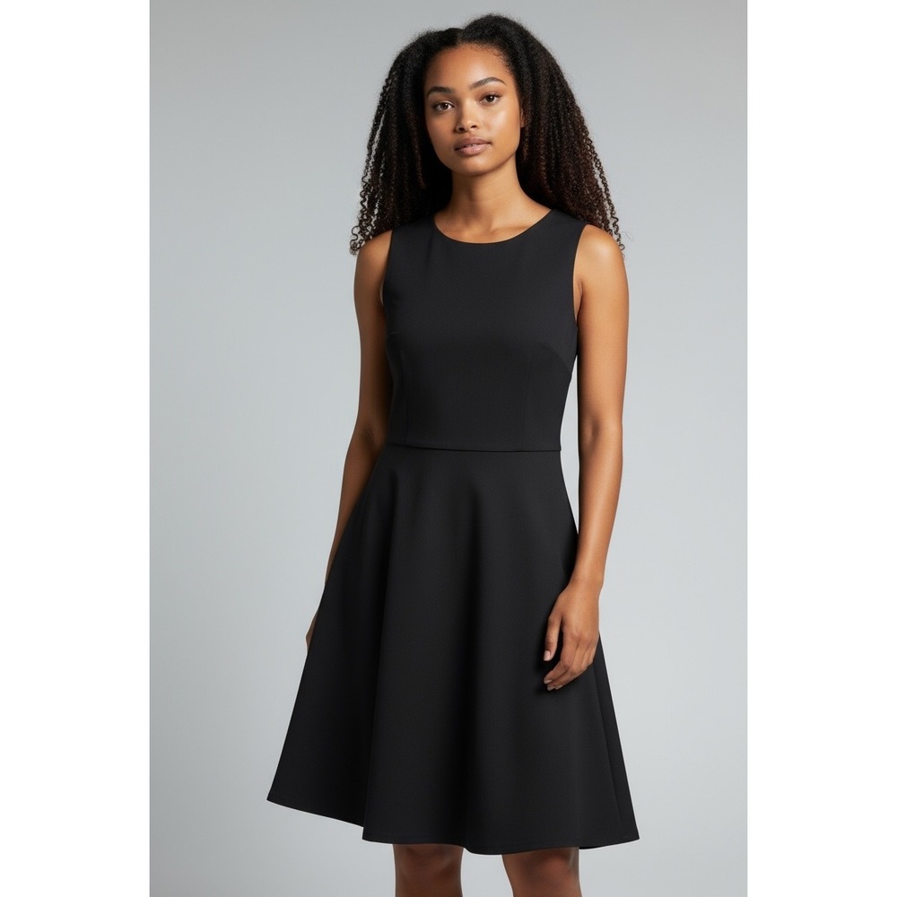 Uniqlo Dress Womens S Sleeveless Fit and Flare Black Minimalist Cocktail Party